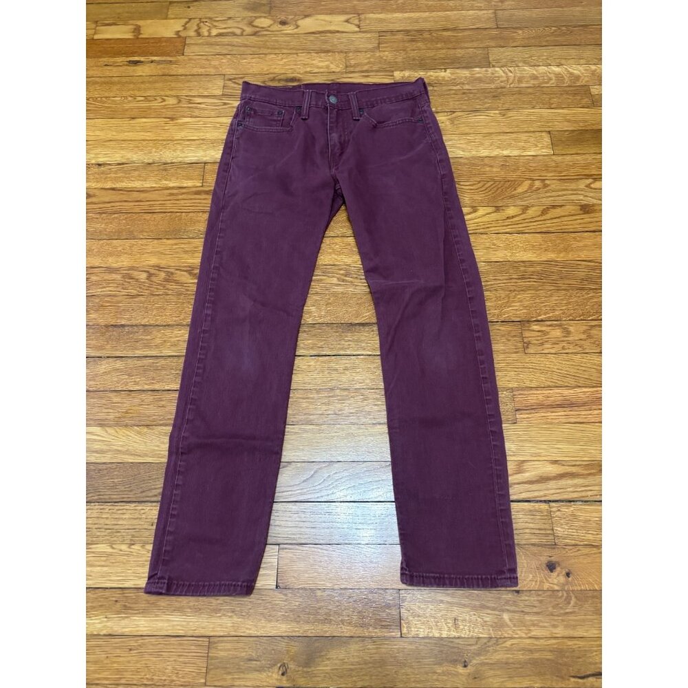Levi's Mens 502 Regular Taper Jeans Size 28x27 Burgundy Stretch Denim (Tag 28x30
